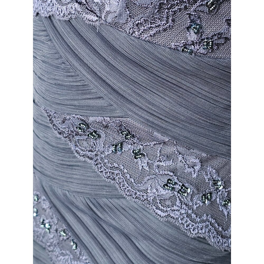 Navy Lace Tiered V-Neck Cap Sleeve Cocktail Dress - NWT - Marina - Picture 5 of 11
